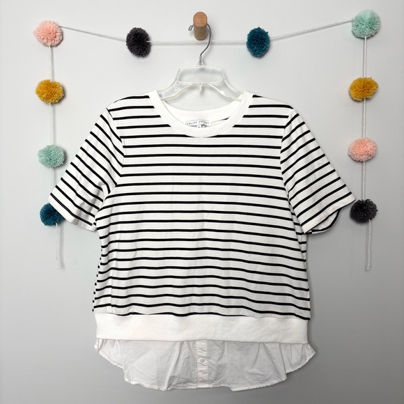 English Factory Tops - English Factory Mixed Media Black and White Top